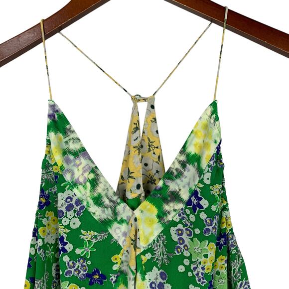 Rebecca Taylor Silk Cami Camisole Top Green Floral Strappy Tank Flowy Women's 2 - Picture 2 of 9